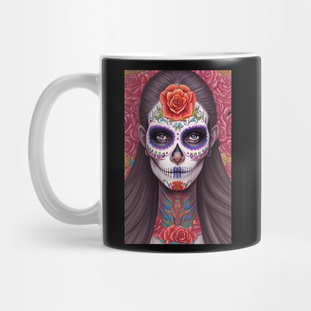 Sugar Skull Art - Featuring Woman in Skull Makeup by ImaginativeInkPOD